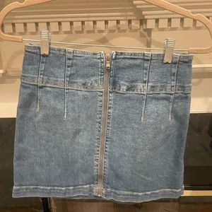 Free people denim zip up mini skirt